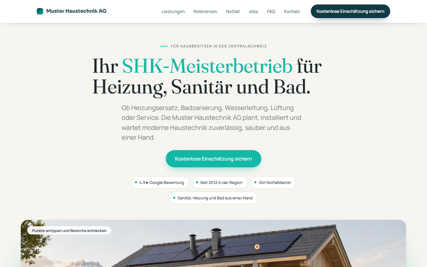 Demo-Screenshot Sanitär, Heizung und Klima
