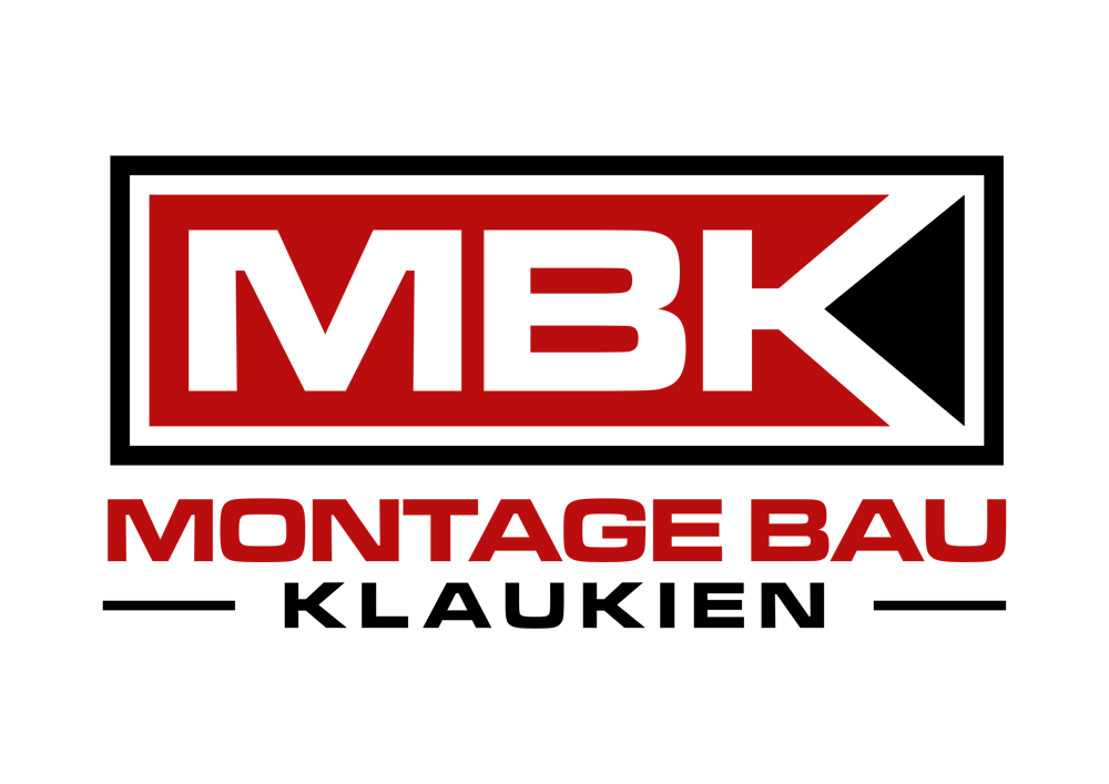 MBK Montage Bau Klaukien Logo: Rote Buchstaben in schwarzem Rechteck, darunter der vollständige Firmenname.