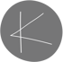 Weißes, stilisiertes "K" auf grauem Kreis.