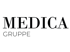 Schwarzer MEDICA GRUPPE-Schriftzug auf dunkelgrünem Hintergrund.