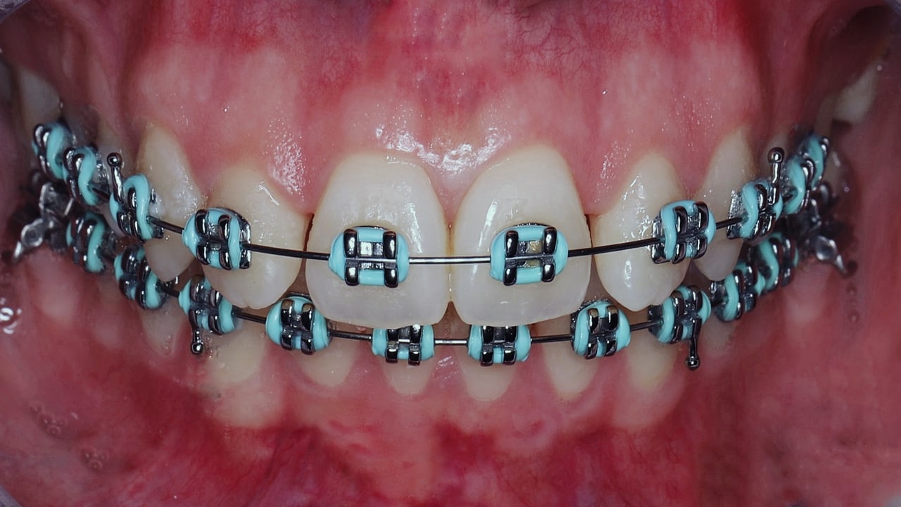 Dentalfoto: Zähne mit Zahnspange