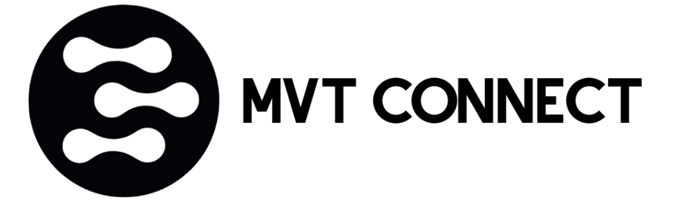 Logo von MVT CONNECT mit drei horizontalen, verbundenen Ovalen in einem Kreis.