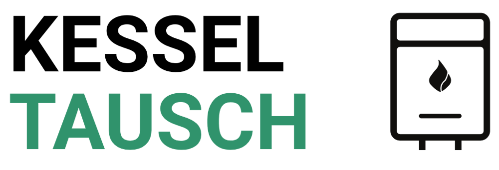 Grünes Rechteck mit abgerundeten Ecken, das die Wörter "KESSEL" in Schwarz und "TAUSCH" in Grün enthält.