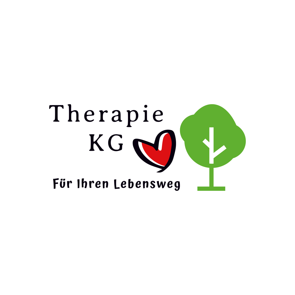 Therapie KG Für Ihren Lebensweg Logo mit rotem Herz und grünem Baum.