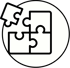 Drei weiße Puzzleteile sind zu einem Quadrat zusammengesetzt, ein viertes Puzzleteil schwebt darüber. Dienstleistungsanbieter: wandelt Blogartikel und Podcastfolgen in Social-Media-Inhalte um; E-Mail-Marketing, Copywriting, Social-Media-Management & Ilka Fleckenstein von Fairgetextet