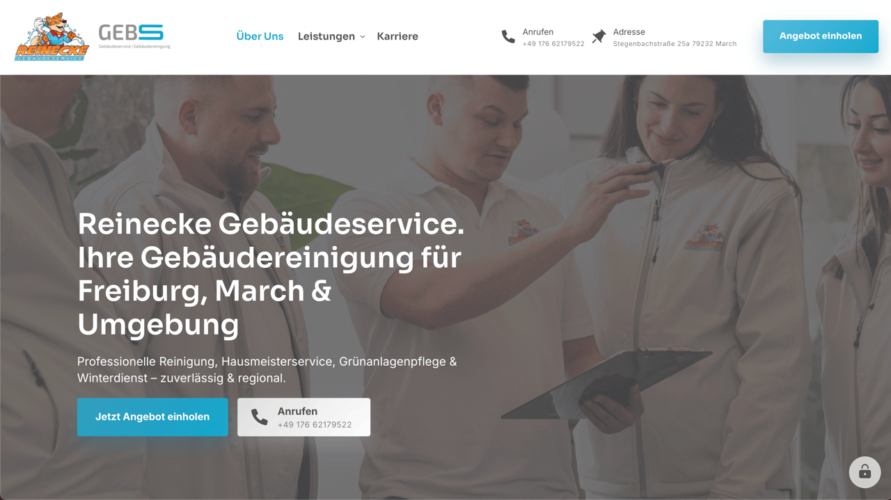 Startseite des Reinecke Gebäudeservice nach dem Relaunch
