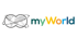 Logo mit Weltkugel-Symbol und dem Schriftzug "myWorld" in bunten Kleinbuchstaben.