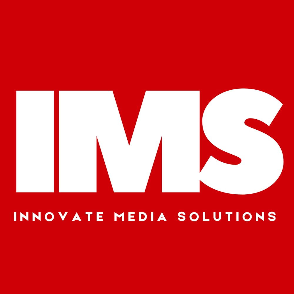 IMS logo: white "IMS" text with "INNOVATE MEDIA SOLUTIONS" tagline on a red background.
