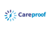Careproof-Logo: Blauer Blitz in einem Kreis aus Strichen, daneben das Wort "Careproof".