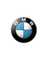 Rundes schwarzes BMW-Logo mit blauen und weißen Segmenten in der Mitte und "BMW"-Text.