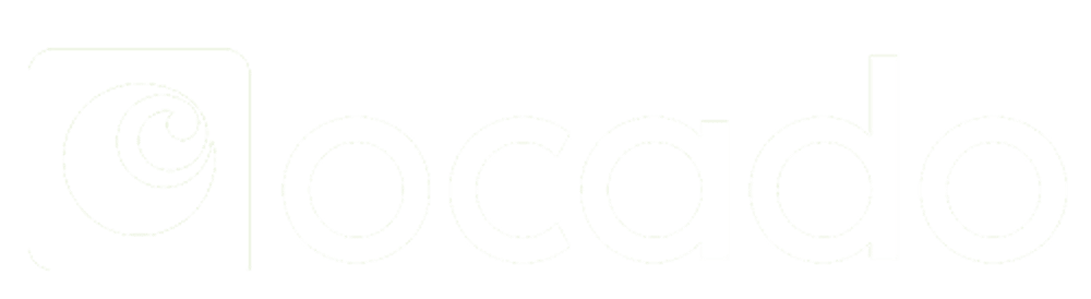 Ocado logo with a stylized "O" icon and the word "ocado" in white on a dark green background.