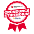 Rotes Siegel mit der Aufschrift GRÜNDUNGSSTIPENDIUM, Niedersachsen.next Startup und NBank.