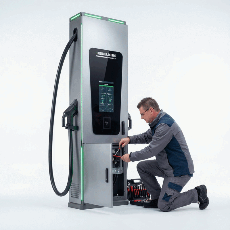 Techniker an futuristischer Ladestation