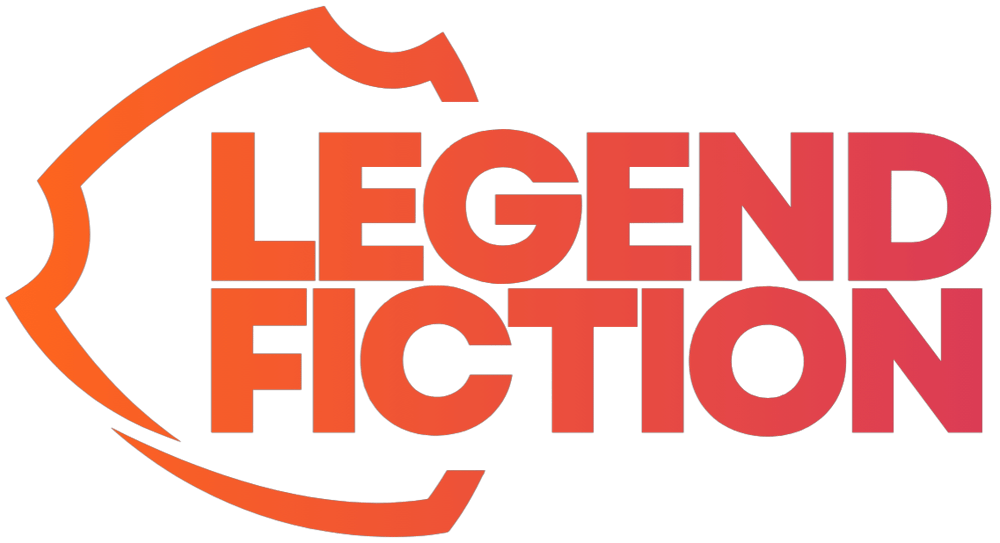 Orange "LEGEND FICTION" text with a stylized orange shield outline.