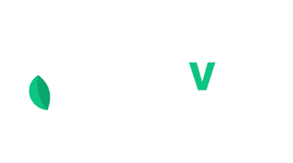 TheraVital Logo: Grünes Blatt in einer Umrissform, daneben "TheraVital BY AHMET MACIT" in Weiß und Grün.