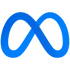 Blaues Meta-Logo, das eine liegende Acht oder ein Unendlichkeitszeichen darstellt.