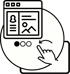 Ein Finger tippt auf einen Bildschirm, der eine Browser-Oberfläche mit Profil- und Inhaltslayouts zeigt. Dienstleistungsanbieter: wandelt Blogartikel und Podcastfolgen in Social-Media-Inhalte um; E-Mail-Marketing, Copywriting, Social-Media-Management & Ilka Fleckenstein von Fairgetextet