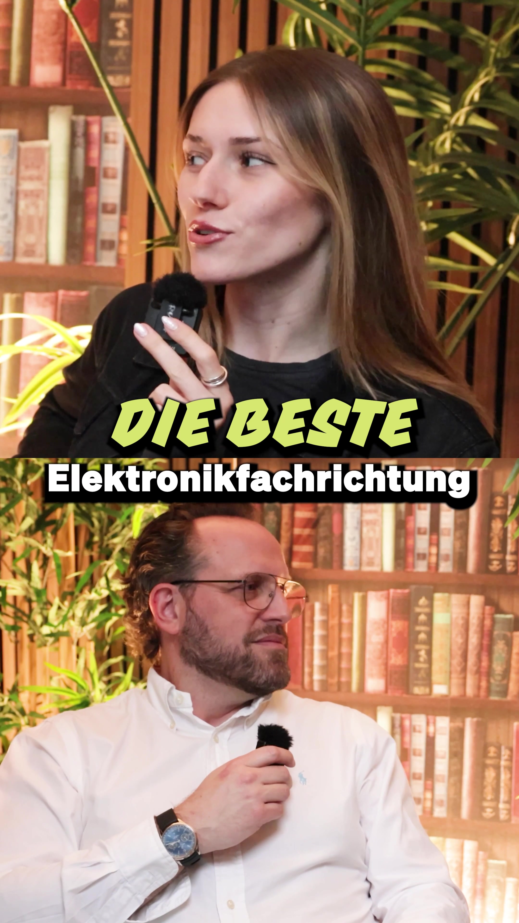 Inszeniertes Gespräch, in dem die Fachrichtung Informations und Systemtechnik als besonders zukunftsträchtig vorgestellt wird