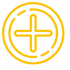 Gelbes Pluszeichen in einem Kreis.