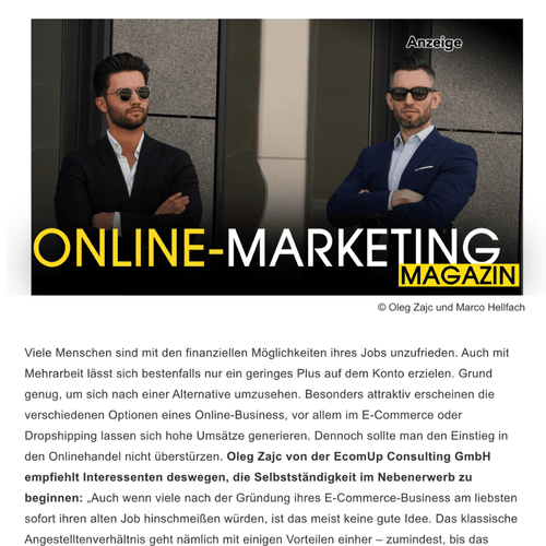 Artikel-Vorschau Online-Marketing Magazin