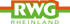 Das RWG Rheinland Logo zeigt weiße Buchstaben auf orange-grünem Hintergrund.