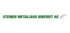 Grüner Schriftzug „STEINER METALLBAU BIBERIST AG“ mit einem stilisierten grauen Logo rechts daneben.