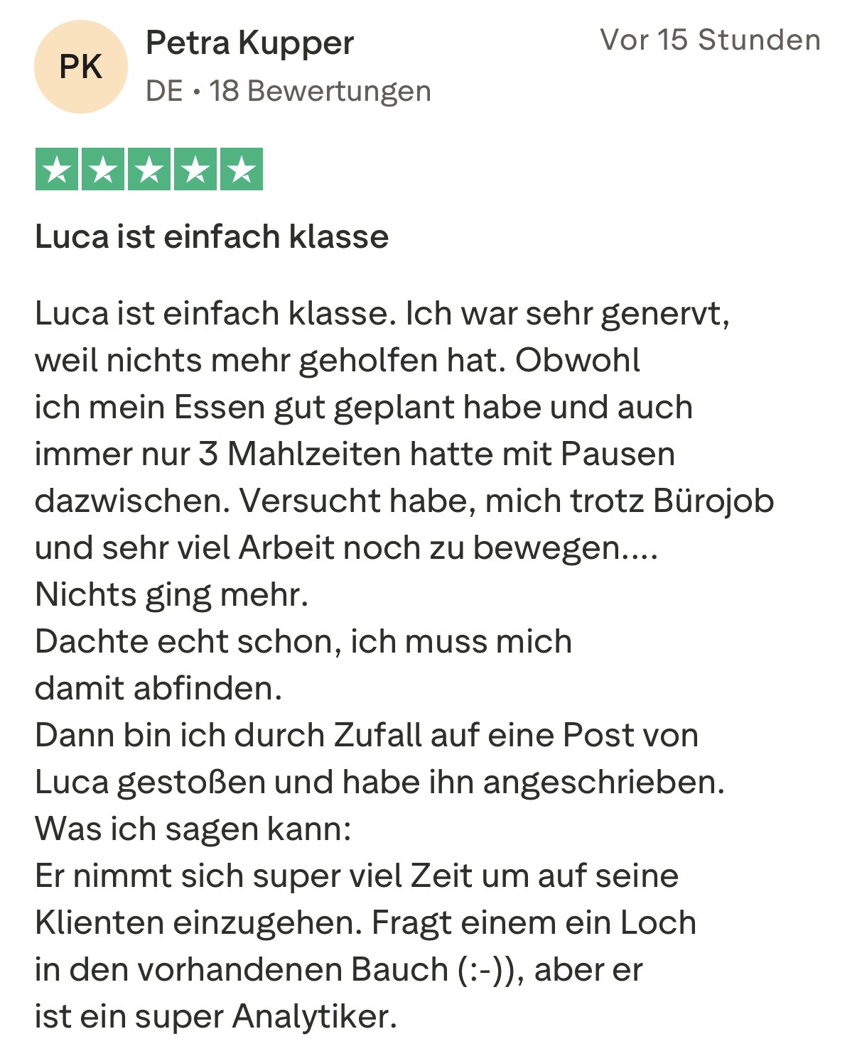 Nachricht einer Kundin