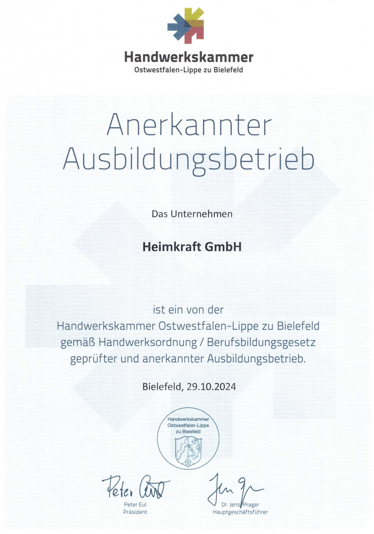 Anerkannter Ausbildungsbetrieb