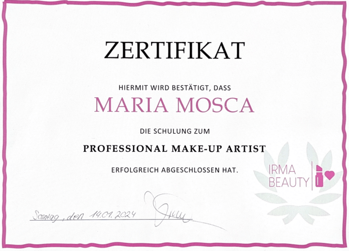 Professional Make-Up Artist Zertifikat