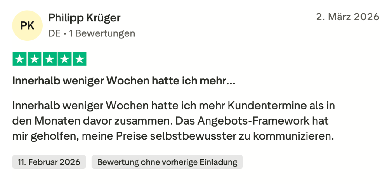 Trustpilot-Rezension von Philipp Krüger