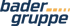 Bader Gruppe Logo mit dunkelblauem Text und gelben Strichen