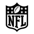 Black NFL shield logo with 8 stars and a football at the top, and "NFL" text below.