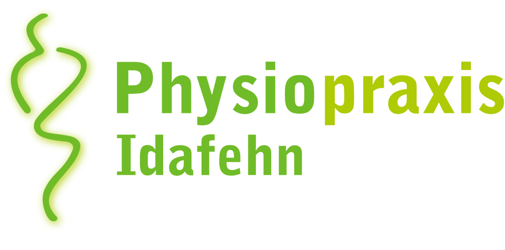 Grünes Logo mit abstrakter menschlicher Figur und dem Text "Physiopraxis Idafehn".