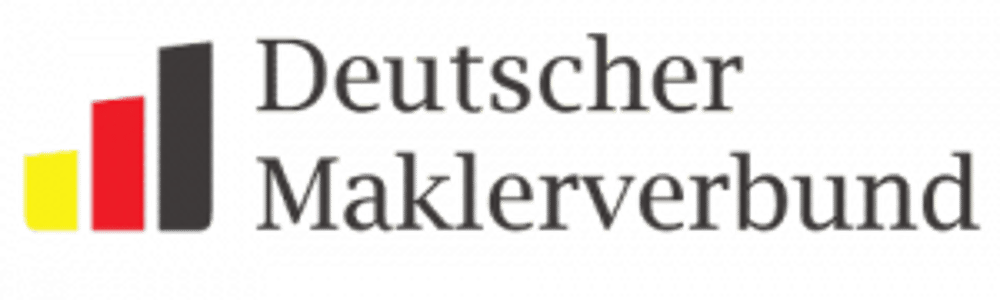Logo "Deutscher Maklerverbund" mit drei Balken in Gelb, Rot und Schwarz.