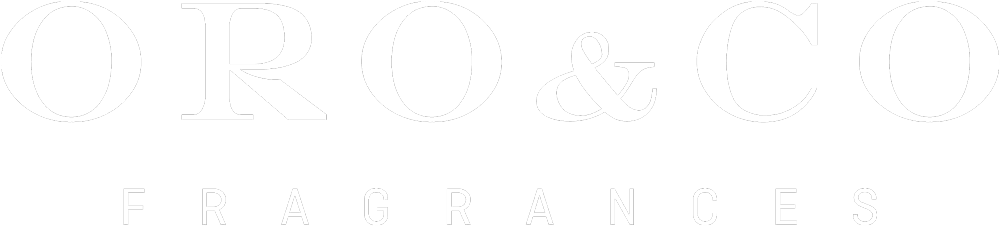 ORO & CO FRAGRANCES Logo, weißer Text auf dunkelgrünem Hintergrund.
