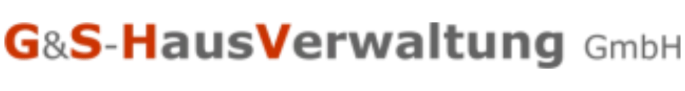 G&S HausVerwaltung GmbH Logo mit orangefarbenen und grauen Buchstaben auf dunkelgrünem Hintergrund.