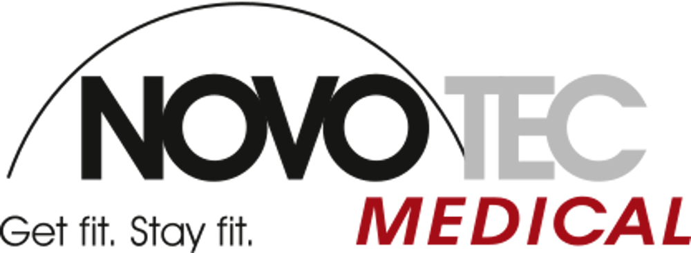 Logo von NOVOTEC MEDICAL mit dem Slogan "Get fit. Stay fit."