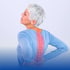 An older woman with highlighted back pain.