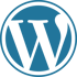 Black WordPress logo featuring a serif letter W inside a blue circle with a black border.
