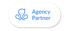 Blauer Tintenfisch-Logo mit Text "Agency Partner" auf weißem, abgerundetem Rechteck.