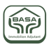 BASA Immobilien Adjutant Logo mit Hausdach und Händen.