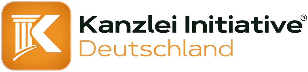 Logo mit orangefarbenem "KI" in einem abgerundeten Quadrat und dem Text "Kanzlei-Initiative® Deutschland".