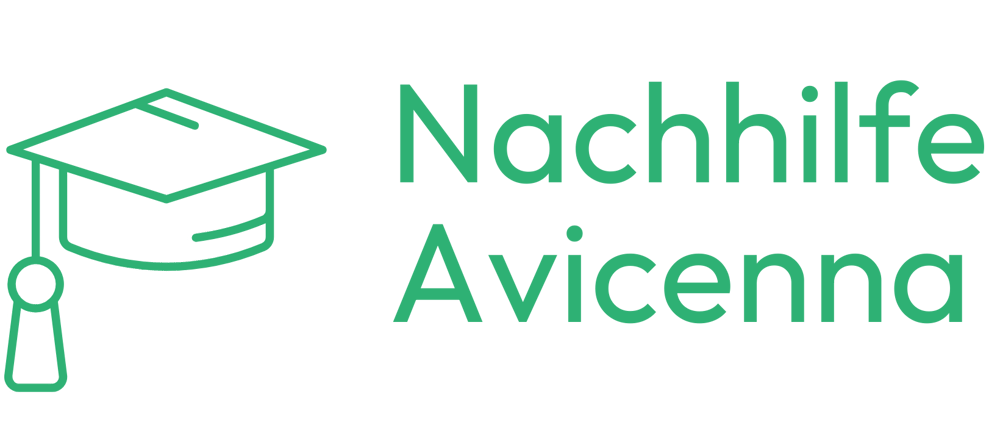 Grüner Doktorhut und Text "Nachhilfe Avicenna" auf dunklem Hintergrund.