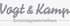 Vogt & Kamp Bestattungsunternehmen logo in gray script and serif typography on a white background.