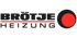 Brötje Heizung Logo mit rotem Punkt auf schwarzem Hintergrund.