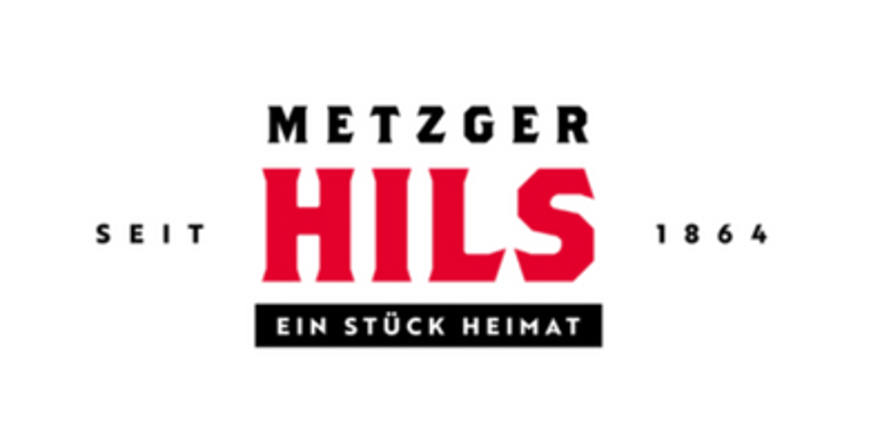 Metzger HILS Logo mit rotem "HILS", "SEIT 1864" und "EIN STÜCK HEIMAT" Slogan.