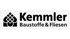 Logo von Kemmler Baustoffe & Fliesen mit schwarzer Dachform und Schrift auf weißem Hintergrund.