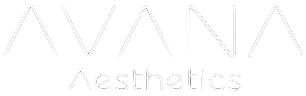 Weißer Text "AVANA AESTHETICS" auf dunkelgrünem Hintergrund.