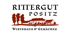 Logo Rittergut Positz mit Gebäudesilhouette, Bäumen und Text „RITTERGUT POSITZ WIRTSHAUS & GEMÄCHER“.