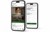 Zwei Smartphones zeigen eine Instagram-Stellenanzeige für Augenoptiker und ein mobiles Bewerbungsformular.